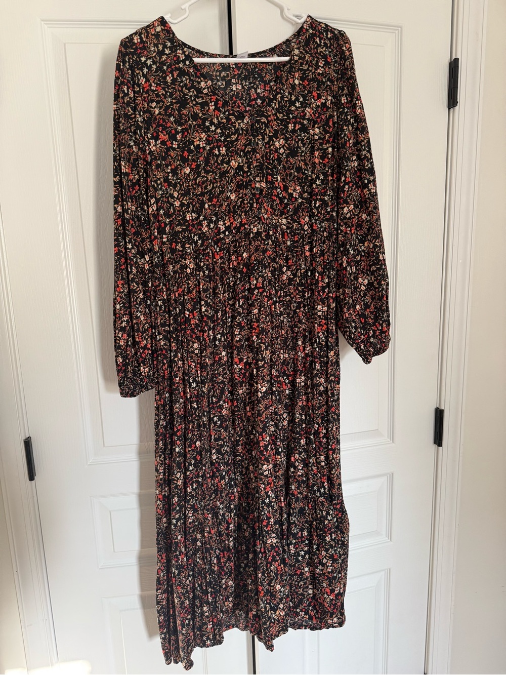 Old Navy Black Floral Button-Front Midi Dress